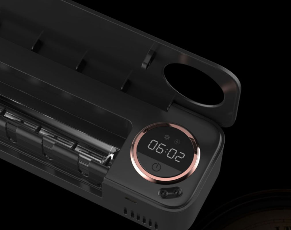 UV Toothbrush Holder Sterilizer with Rechargeable Toothbrush and LED Display, Wall-Mounted Bathroom Accessory