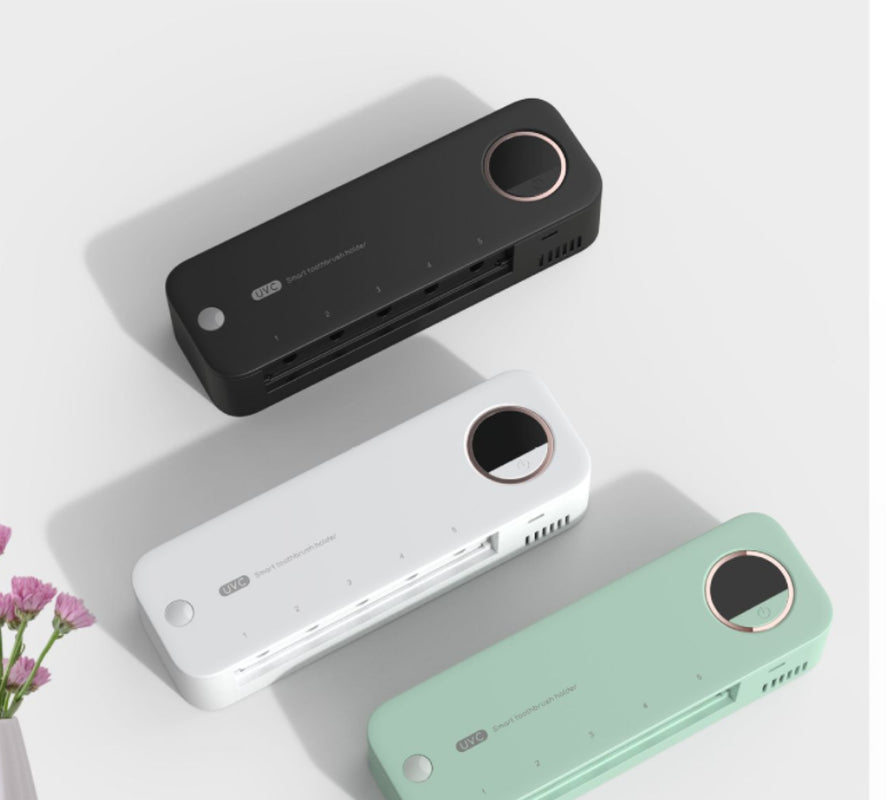 UV Toothbrush Holder Sterilizer with Rechargeable Toothbrush and LED Display, Wall-Mounted Bathroom Accessory